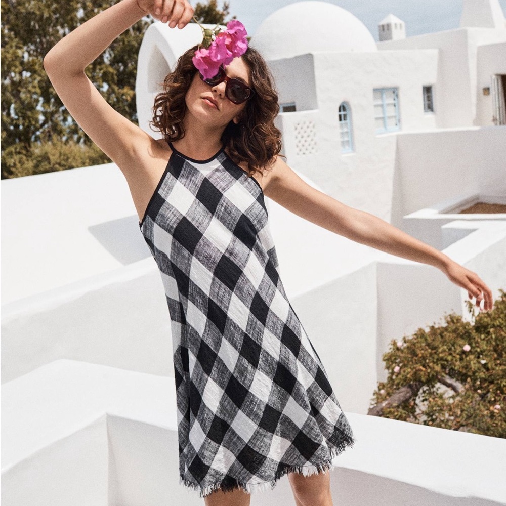 Anthropologie Cloth and Stone Frayed Gingham Dress ❤️
